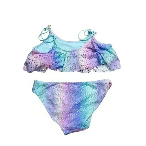 H&M Girls Lace-Patterned Bikini 12-14 Multicolor Flounce 2 Piece Set - Picture 2 of 5